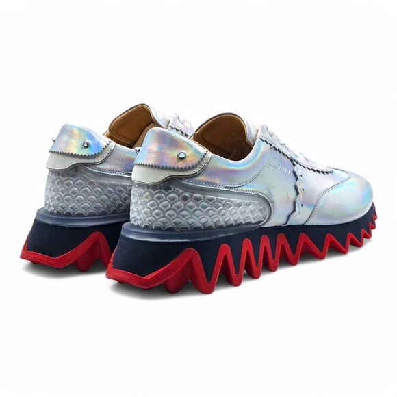 Christian Louboutin Loubishark Iridescent Sneakers - Laser Silver EU 44 / US 11 - Picture 8 of 12